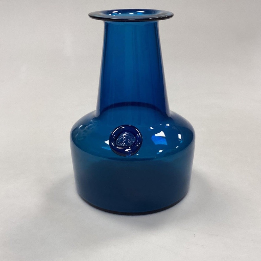 1961 Petrol Blue Holmegaard Capri Glass Vase by Jacob E Bang   Mid Century